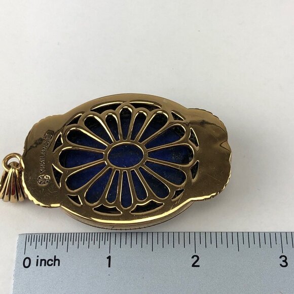 Studio Barse Gold Tone Blue Lapis Lazuli Oval Stone Ring & Pendant Set Thailand - Picture 5 of 6